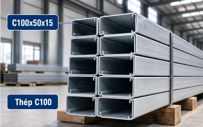 Thép hình C100 là thép định hình có mặt cắt chữ C